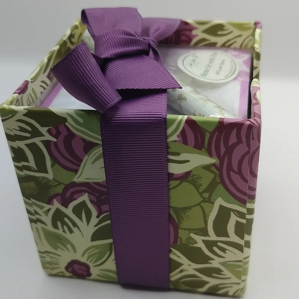 Lady Jayne Ltd. Purple Floral Memo Stationery Desk Set 2012 *Pen Ink Untested*